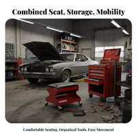 Rolling Shop Seat Swivel Casters Tool Tray Comfort for Auto Detailers