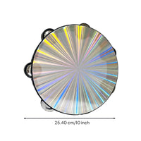 Holographic Tambourine Reflective Tambourine with Jingling Discs Laser Hand Drum Handheld for Dancers, Students, Kids, Stage, Dance, Classroom