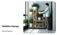 Space Saving Multi-Tier Flower Rack Large Capacity Plant Stand Sturdy Construction Display Shelf Heavy-Duty for Aquarium Hobbyists, Apartment Dwellers, Living Room, Indoor, Balcony, Bedroom