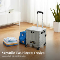 Foldable Shopping Cart Large Capacity Foldable Utility Cart Space Saving Portable Trolley with Wheels for Seniors, Adults, Supermarket, Moving, Travel