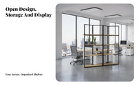 Room Divider with Shelves Minimalist Design Industrial Room Divider Bookcase Multi-Functional Freestanding Partition Screen for Retail Store, Entryway