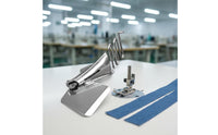 Easy Install Four Fold Binder Foot No Feed Dog Removal Double Fold Binder Compatible with Flat Bed Machines Sewing Machine Binding Attachment Clean Finish