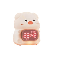 Rounded White Body Pig Alarm Clock Timer-Based Pig Night Light Clock Electronic Home Decor
