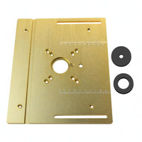 Engraved Measurement Markings Router Plate with Insert Rings Pre-Drilled Mounting Holes Aluminum Router Insert Plate Slotted Openings Power Tool Accessory Raised Side for Woodworking Shop