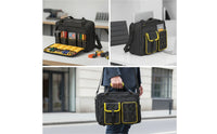 Multi-Pocket Laptop Tool Bag Padded Tool Organizer Bag Structured Water-Resistant for Technicians, Carpenters, Commuters, Travel