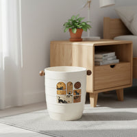 Wastepaper Basket Decorative Trash Can with Side Knobs Large Trash Can with Handles for Office