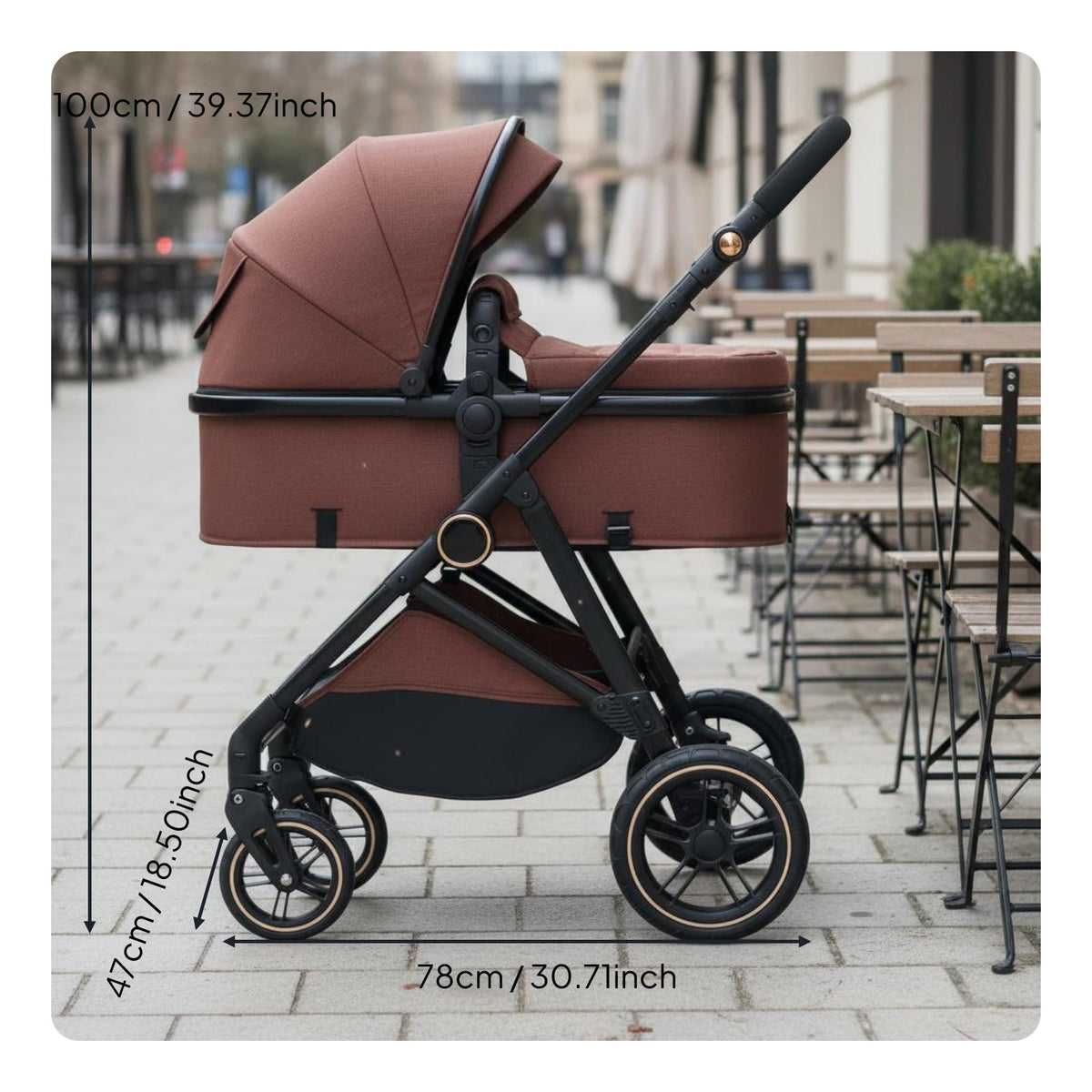 Reversible Seat Foldable Newborn Pram Shock Absorption Convertible Baby Stroller Lightweight 7.8kg Reclining Baby Carriage for Toddlers