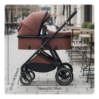 Reversible Seat Foldable Newborn Pram Shock Absorption Convertible Baby Stroller Lightweight 7.8kg Reclining Baby Carriage for Toddlers