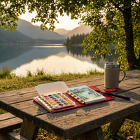 Travel-Friendly Watercolor Notebook Loose-Leaf Notebook with Pigment Box Pocket-Sized Sketchbook Bleed-Proof for Artists