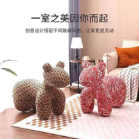 小马椅客厅单人沙发椅子懒人设计师休闲创意坐凳动物凳子网红座椅 孔雀蓝【小号-肉弹定型棉】