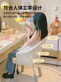 女生电脑椅书房书桌椅舒适久坐卧室椅大学生宿舍寝室小户型靠背椅 360°旋转 |粉色【绒布|海绵】8CM升降椅腿 钢制脚