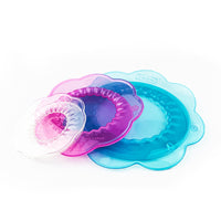 3-Piece Silicone Food Cover Set with Petal Design for Bowls, Cups, and Mugs