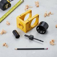 4 Easy Steps Door Lock Installation Kit Doorknob Installation Jig Wood Door Lock Hole Cutter Set for DIY Enthusiasts, Carpenters, Locksmiths, Home Improvement, Construction Site