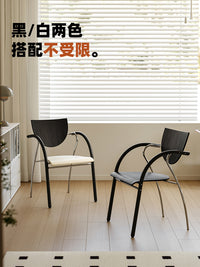 左下北欧餐椅现代简约客厅家用靠背椅中古设计师网红休闲餐桌椅子 米色软包坐垫