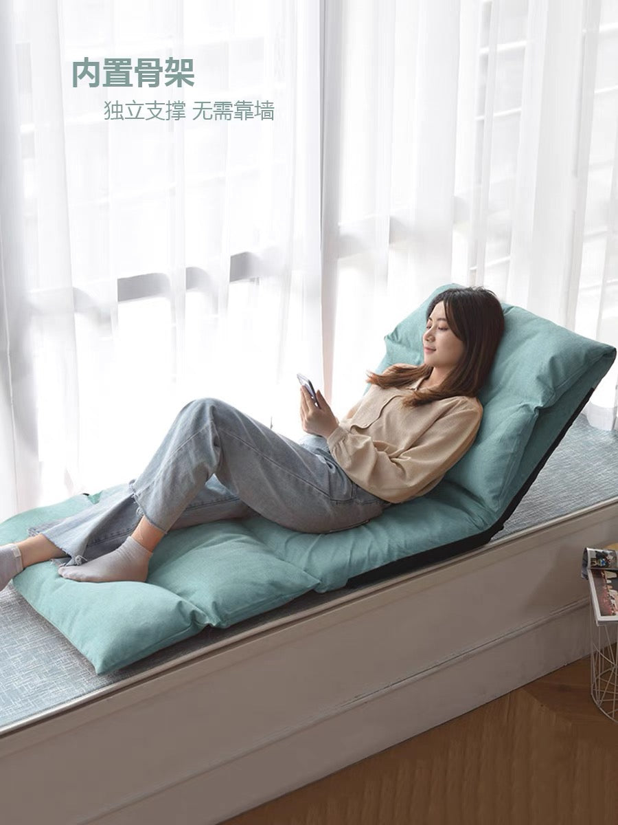 懒人沙发飘窗坐垫折叠沙发椅子飘窗午休美人塌哺乳床上靠背榻榻米 【折叠加长款】薄荷绿