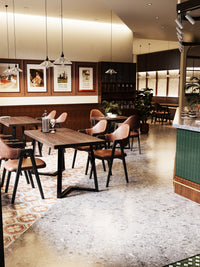 快餐店餐饮桌椅组合食堂四人餐桌烧烤店小吃店商用复古餐厅咖啡桌 【深灰纳帕皮】餐椅