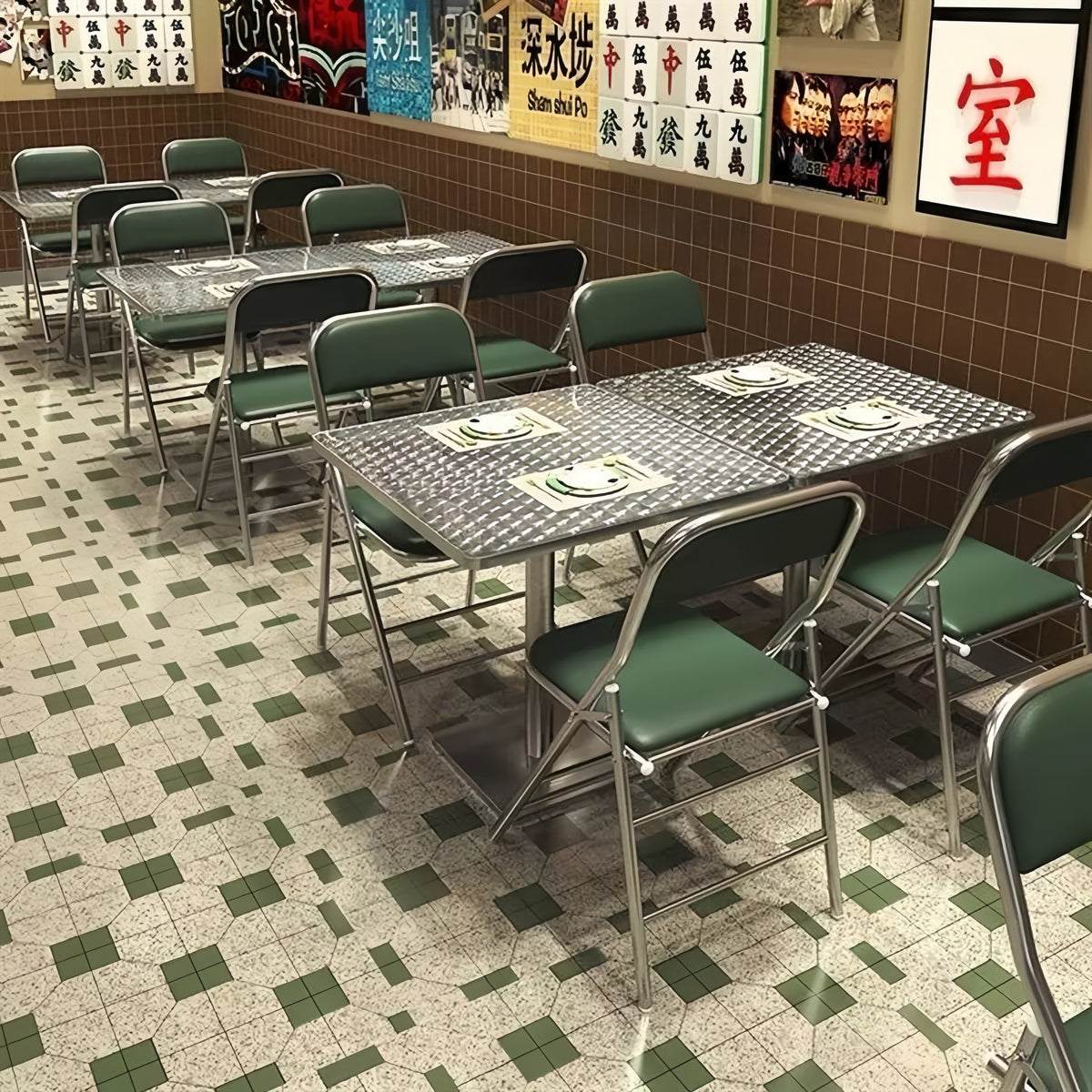 工厂直销工业风不锈钢奶茶店桌椅组合快餐甜品小吃店餐饮家具商用 花纹圆桌-80cm
