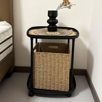 【新家100个快递】可移动小推车卧室床边几收纳置物架编织杂物筐 极夜黑-可移动边几（pp支架）