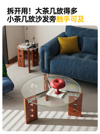 包豪斯玻璃茶几客厅家用2025新款小户型中古组合茶台实木阳台茶桌