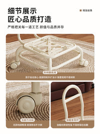 移动万向轮凳子矮凳家用小板凳大人结实小型靠背椅子儿童2025新款 碳钢水波黑白轮 蓝色 大款