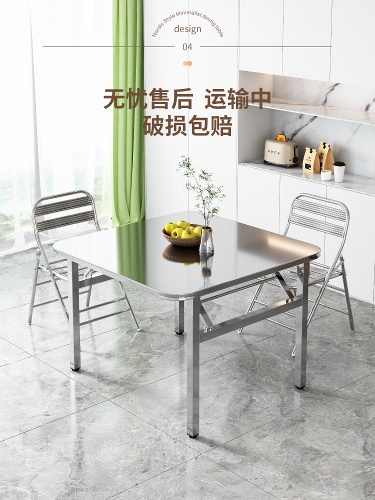 不锈钢方桌可折叠夜市摆摊正方形便携式商用吃饭家用户外餐桌桌子
