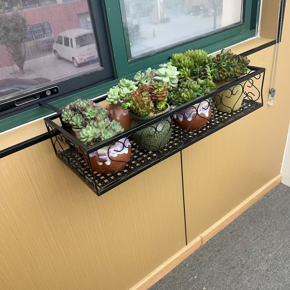 阳台花架挂式铁艺花架椭圆形窗户花盆架悬挂窗台多肉栏杆花盆挂架