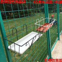 长方形花架65厘米阳台挂式花架+托盘铁艺栏杆铁花架挂架特价包邮 白架+白色托盘 大