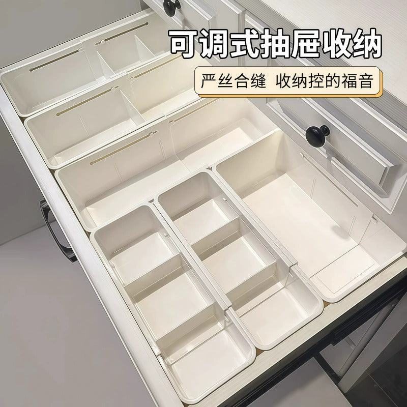 抽屉内分格收纳盒内置分隔伸缩化妆品口红分类梳妆台深柜隔板宿舍 升级款⭐小号【2个装】✅可伸缩/拆卸隔板