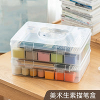 美术生工具箱手提式文具收纳盒画画素描笔整理箱大容量手帐整理盒
