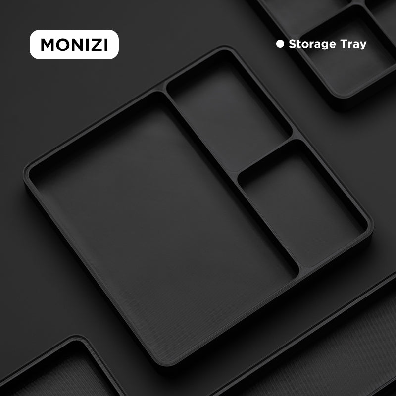 指玩屋 MONIZI堆叠置物盘EDC桌面收纳盒托盘工作台分格杂物整理 4格-黑色