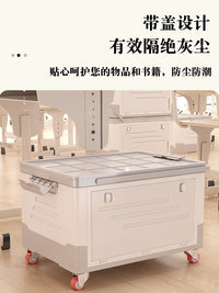 学生教室用桌下书本收纳箱带滑轮拉杆折叠透明收纳盒装书储物箱子