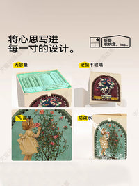 收纳箱卡莱克格子柜可折叠家用大容量布艺杂物储物筐牛津布整理盒 岸边小路- 皮革图案-【耐磨耐用 | 可折叠】 33*33*33