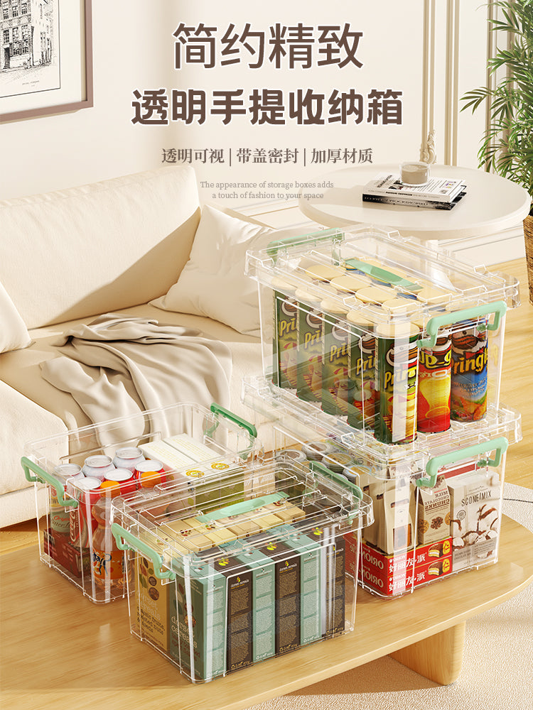 透明收纳箱收纳盒储物盒家用手提衣服玩具零食车载塑料整理箱加厚