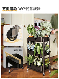花架子客厅落地式小推车置物架可移动阳台多肉绿植物花盆架秋海棠