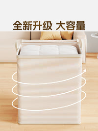衣服收纳箱带盖家用衣柜换季衣物整理置物箱可折叠被子储存神器 灰色横纹180L