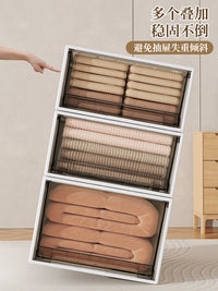 收纳箱抽屉式收纳盒家用衣柜分格衣服整理箱塑料透明衣物储物盒 【出口款】深45*宽30*高23 透明