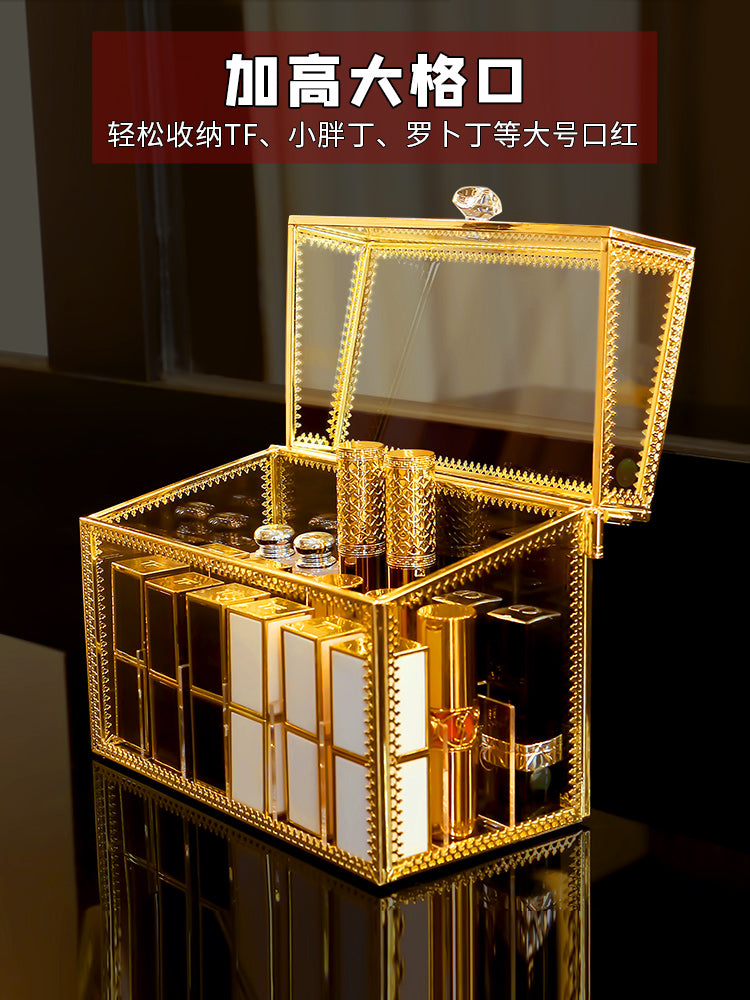 口红收纳盒桌面多格装化妆品的盒子带盖网红欧式小奢华唇釉架子