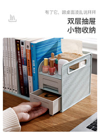 桌面书架书立书本收纳神器桌上抽屉式置物架办公桌工位收纳整理盒 樱花粉