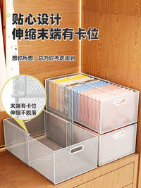 衣服收纳箱可伸缩家用衣柜收纳分层神器衣物收纳盒衣橱裤子整理盒 白色--特大号【可装牛仔裤20件】2个装
