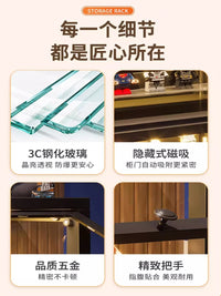 手办展示柜玻璃陈列柜桌面书本收纳箱盒谷子吧唧痛柜盲盒储物柜子 粉色-四门【80*35*148cm】