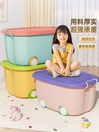 玩具收纳箱收纳家用宝宝衣服带滑轮储物箱儿童零食书本整理储物盒 晴空蓝 【特大号】（58*38*30cm）⭐热卖⭐