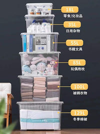特大号收纳箱衣服书本整理盒家用衣物塑料周转储物箱有盖透明箱子
