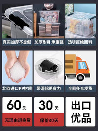 特大号收纳箱衣服书本整理盒家用衣物塑料周转储物箱有盖透明箱子