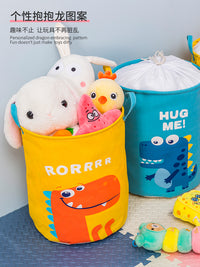 儿童毛绒玩具收纳箱筐桶大容量脏衣篮神器宝宝整理盒束口厚布艺袋 加厚款蓝色 柔软布艺 培养宝宝独立整理玩具