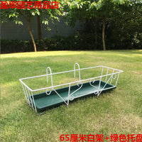 长方形花架65厘米阳台挂式花架+托盘铁艺栏杆铁花架挂架特价包邮 白架+白色托盘 大