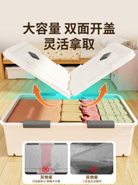 床底收纳箱床下抽拉柜带滑轮衣服被子整理箱塑料沙发底下储物盒子 漫雪白【79*39*23.5】双向开盖6滑轮❤收纳t恤50件 一件装⭐划算价⭐