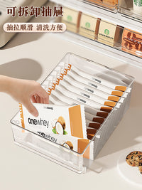 茶包桌面收纳盒抽屉式咖啡吧台茶叶胶囊茶水间高级感置物架整理架 奶油白-四层A款【大抽屉*1+小抽屉*4】