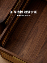 梵瀚 日式手工藤编收纳筐桌面家用提篮车载露营书籍杂物储物筐