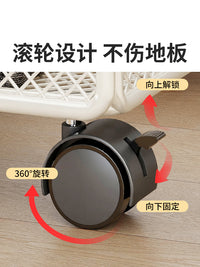 床底收纳箱家用大容量扁平置物架衣服裤子整理架带轮小推车储物架 黑色大号