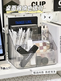 桌面化妆品收纳盒透明梳妆台口红护肤品宿舍女笔筒桌上置物架盒子